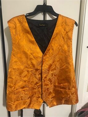 YourTies orange Gold Paisley Satin Vest